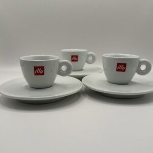 Illy Logo Porcelain Collection Classic Espresso Cup /Saucer  Italy ipa Set Of 3